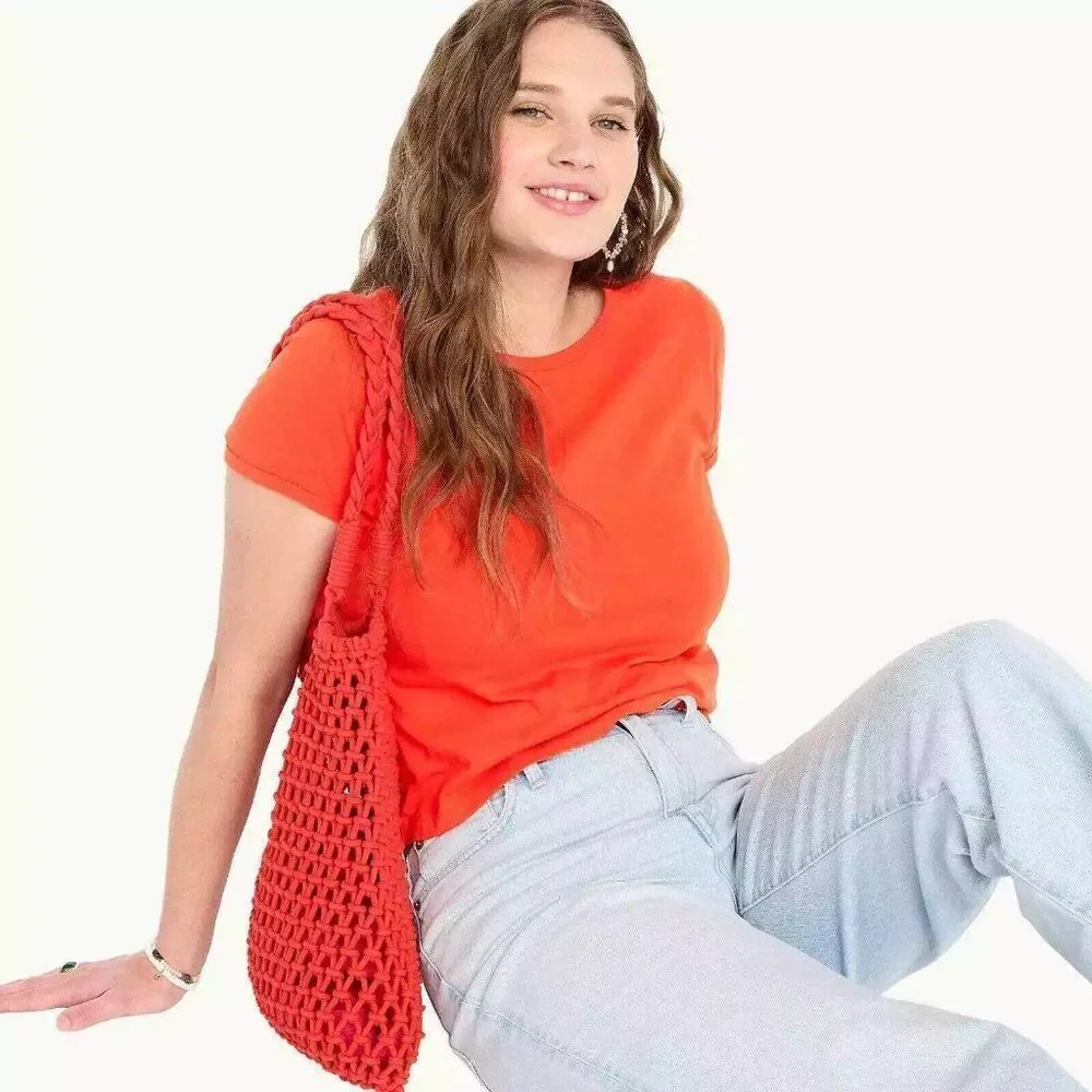🌹 J. CREW 🌹  '90s Cropped Organic Slub Cotton T-shirt - [XXS, Orange]
